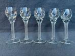 Set van 5 vintage likeurglazen elegant geëtst bloemmotief, Antiek en Kunst, Antiek | Glas en Kristal, Ophalen of Verzenden