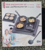 2 in 1 wok en pannekoekenset 4 personen 220 volt kerst, Ophalen of Verzenden, Zo goed als nieuw, 4 t/m 7 personen
