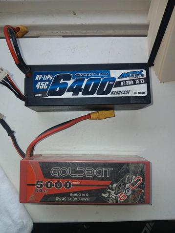 2x 4S Lipo Accu's - 6400mAh & 5000mAh - XT90 en LADER!! beschikbaar voor biedingen