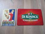 2x De Koninck Bier Plaat Bord reclamebord Schild, Verzamelen, Biermerken, Ophalen of Verzenden, Gebruikt, Reclamebord, Plaat of Schild