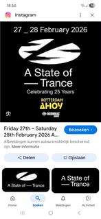 2 kaarten State of Trance Ahoy zaterdag 28-2, Tickets en Kaartjes, Evenementen en Festivals, Twee personen