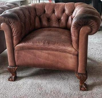 Klassieke 1920's CHESTERFIELD Club Fauteuil Vintage Maatwerk beschikbaar voor biedingen