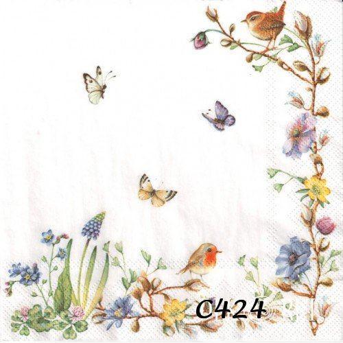 Servetten decoupage/bullet journal – veldbloemen vogels C424, Hobby en Vrije tijd, Knutselen, Nieuw, Materiaal, Verzenden