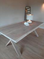 Prachtige white wash eiken tafel eetkamertafel, Ophalen, Eikenhout, 50 tot 100 cm, Zo goed als nieuw