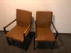 2 eettafelstoelen nep leer, Huis en Inrichting, Stoelen, Ophalen, Gebruikt, Twee, Bruin