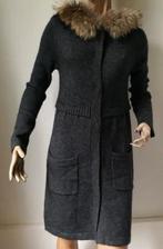 Jurk zwartgrijs met bont S/M, Zwart, Nieuw, Ophalen of Verzenden, Maat 36 (S)