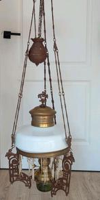 Antieke Petroleumlamp met Contragewicht, Huis en Inrichting, Ophalen, Gebruikt, Glas, Art Nouveau / Jugendstil
