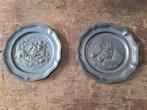 2x tinnen bord met opdruk, Antiek en Kunst, Ophalen of Verzenden