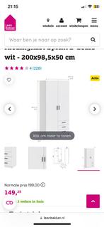 Witte Kledingkast - Sprint 2-deurs, Huis en Inrichting, Ophalen, Gebruikt