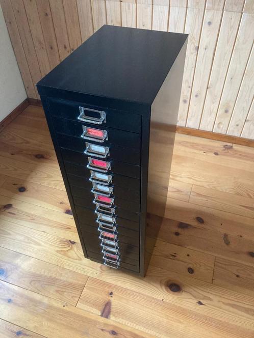 Zwart metaal A4 ladekastje met 15 smalle laatjes kantoorkast, Diversen, Bureau-accessoires, Gebruikt, Ophalen of Verzenden