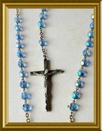 Vintage geïriseerd blauwe glazen rozenkrans, Antiek en Kunst, Ophalen of Verzenden