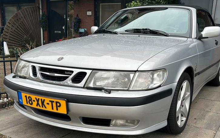 Saab 9-3Turbo 2.0 SE Cabriolet 230pk/Climat/Leder 2002 Grijs, Auto's, Saab, Particulier, ABS, Airbags, Alarm, Bluetooth, Boordcomputer