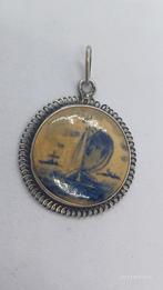 Zilveren Hanger - Delfts Blauw - Vintage, Sieraden, Tassen en Uiterlijk, Antieke sieraden, Ophalen of Verzenden, Zilver, Hanger