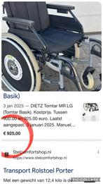 Tomtar inklapbare rolstoel nieuwprijs €925, Diversen, Rolstoelen, Tomtar, Zo goed als nieuw, Tomtar nieuwprijs €925, Nederland