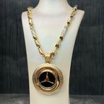 14 karaat gouden ketting met mercedes kettinghanger, Ophalen of Verzenden, Nieuw, Goud, Kruis of Symbool