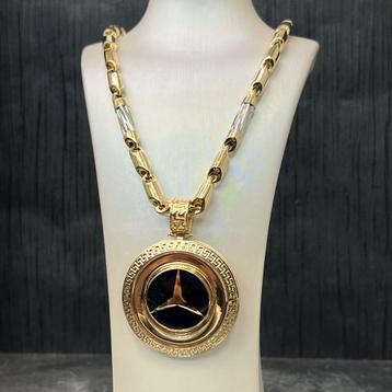 14 karaat gouden ketting met mercedes kettinghanger beschikbaar voor biedingen