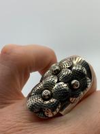 V486 Prachtige zilveren ring bloemen maat 18,5, 18 tot 19, Ophalen of Verzenden, X, Dame