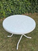 Witte terras opklaptafel Sieger Macalit 2 stuks, Ophalen, Zo goed als nieuw, Rond