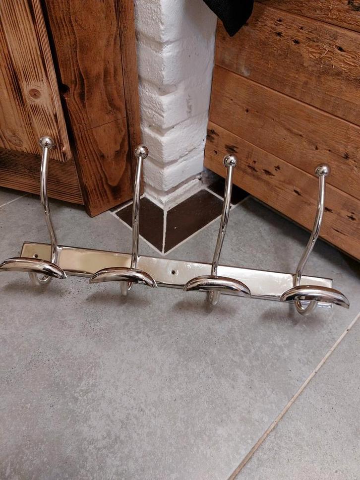 Vintage Franse kapstok art deco stijl chroom 1960’s, Huis en Inrichting, Woonaccessoires | Kapstokken, Gebruikt, Wandkapstok, Minder dan 100 cm