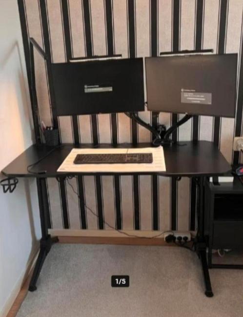 Gaming bureau met carbon look - 120 x 60 cm zwart, Huis en Inrichting, Bureaus, Zo goed als nieuw, Bureau, Ophalen