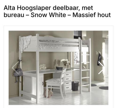 Alta hoogslaper met bureau tienerkamer wit, Huis en Inrichting, Slaapkamer | Stapelbedden en Hoogslapers, Zo goed als nieuw, Hoogslaper