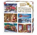 KING puzzels Christmas Collection 5 stuks (5x1000) in 1 ds, Hobby en Vrije tijd, Ophalen of Verzenden, 500 t/m 1500 stukjes, Zo goed als nieuw