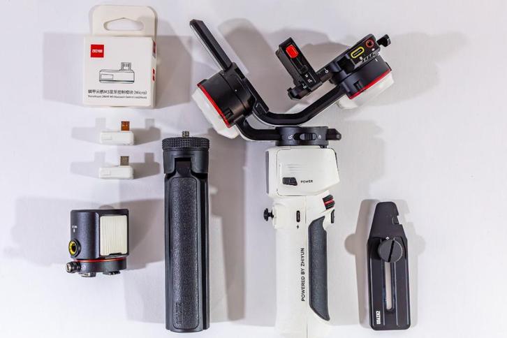 ZHiyun Crane M3 combo + expansion base + 2 x Bluetooth unit, Audio, Tv en Foto, Fotografie | Statieven en Balhoofden, Zo goed als nieuw