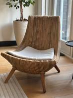 Rieten design fauteuil, Huis en Inrichting, Ophalen, 75 tot 100 cm, Zo goed als nieuw, 50 tot 75 cm