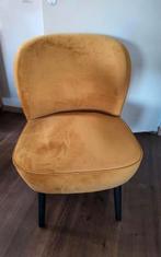 Velvet fauteuil oker geel, Huis en Inrichting, Fauteuils, Ophalen, Minder dan 75 cm, Zo goed als nieuw, Stof