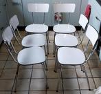 6 st. lichtgrijze Formica keukenstoelen ( per st. € 20,00), Huis en Inrichting, Stoelen, Ophalen, Gebruikt, Grijs, Vijf, Zes of meer stoelen