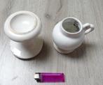 Bodemvondst wit delft zoutvat en mosterdpot 17de eeuw, Antiek en Kunst, Verzenden