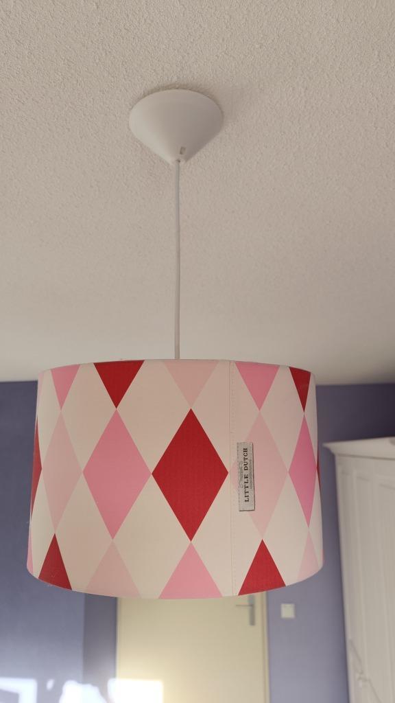 Little Dutch hanglamp roze geblokt (2 stuks beschikbaar), Huis en Inrichting, Lampen | Hanglampen, Zo goed als nieuw, Minder dan 50 cm