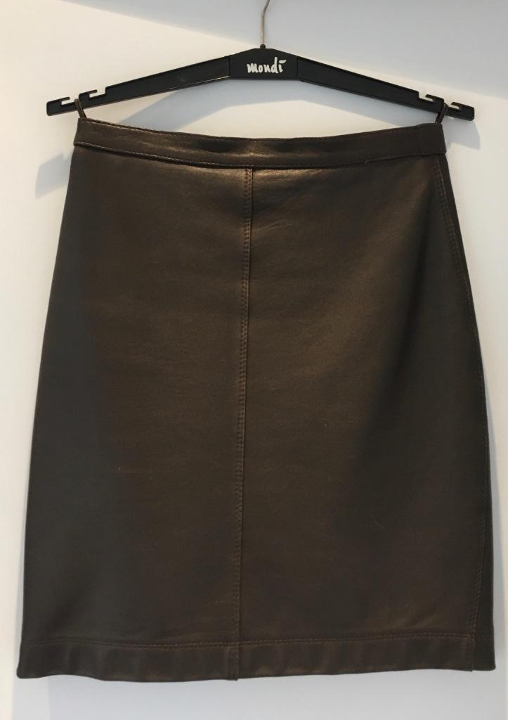 Rok leder donkerbruin, small, Kleding | Dames, Rokken, Zo goed als nieuw, Maat 36 (S), Bruin, Boven de knie, Ophalen of Verzenden