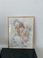 Borduurwerk in gouden lijst, Ophalen of Verzenden