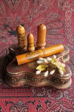 Antieke Esdoorn houten haaknaalden koker uit Parijs 1880, Ophalen of Verzenden