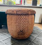 Vintage Rotan Opbergmand met Deksel, Ophalen, Minder dan 50 cm, Gebruikt, Minder dan 50 cm