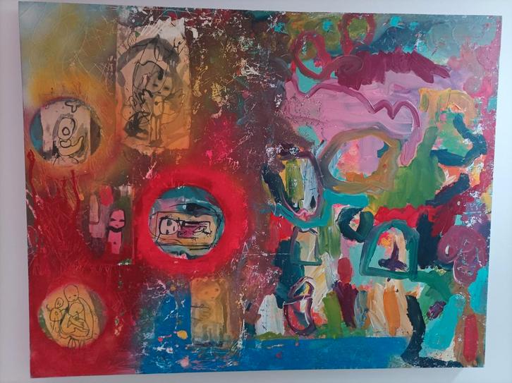 Groot schilderij abstract, Antiek en Kunst, Kunst | Schilderijen | Abstract, Ophalen