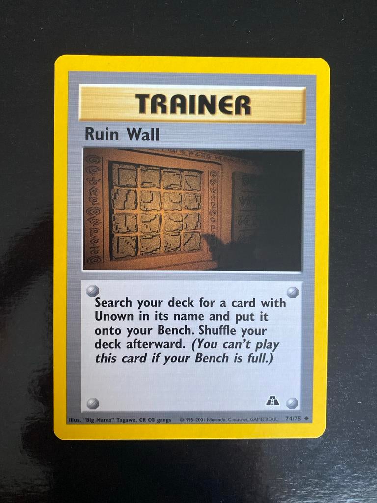 Ruin Wall Trainer 74/75 Uncommon Pokémon Neo Discovery NM/M, Ophalen of Verzenden, Zo goed als nieuw, Losse kaart