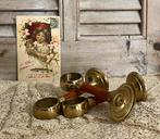 Franse trapleuning gordijnroede houder messing en kersenhout, Ophalen of Verzenden, Zo goed als nieuw