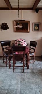 Antieke rechthoekige tafel met 4 prachtige leren stoelen, Antiek en Kunst, Antiek | Meubels | Tafels, Ophalen