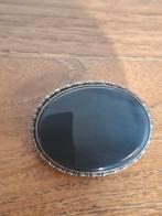 Zilveren broche met onyx., Overige materialen, Ophalen of Verzenden, Zo goed als nieuw, X