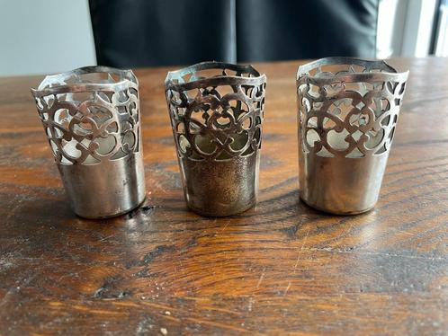 3x een verzilverd bekertje, Antiek en Kunst, Curiosa en Brocante, Verzenden