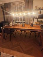 Houten eettafel met metalen  rvs frame, Huis en Inrichting, Tafels | Eettafels, Ophalen, Gebruikt, 200 cm of meer, 50 tot 100 cm