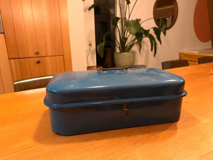 Vintage Broodkist - Blauw Emaille, Antiek en Kunst, Antiek | Emaille, Ophalen