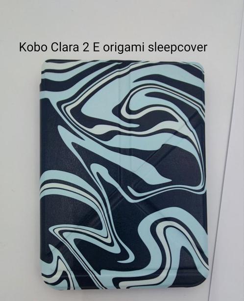 Kobo Clara 2E origami abstract blauw hoesje / sleepcover, Computers en Software, E-readers, Nieuw, 6 inch of minder, Ophalen of Verzenden