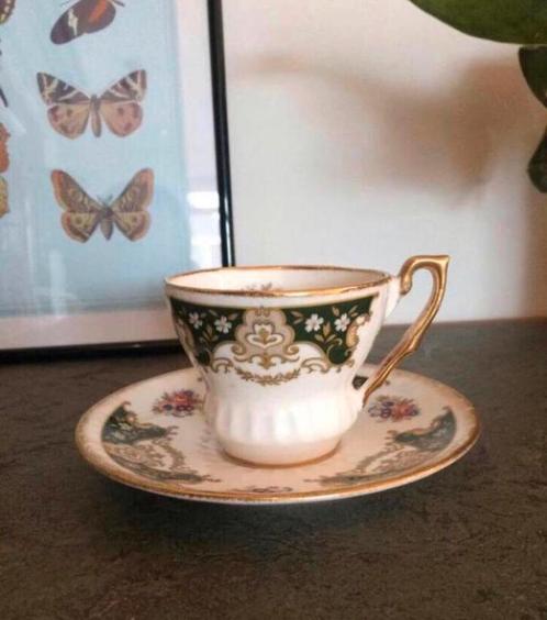 💝 Vintage PRIORY DALE ROYAL KING kop schotel wit groen goud, Antiek en Kunst, Antiek | Servies los, Ophalen of Verzenden
