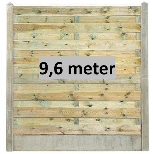 9.6 meter hout-betonschutting grenen geimpregneerd, Tuin en Terras, Schuttingen, Nieuw, Hout, 1 tot 2 meter, Minder dan 3 meter