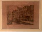 Ets schilderij Kromboomssloot Krom Boomssloot Amsterdam, Antiek en Kunst, Ophalen of Verzenden