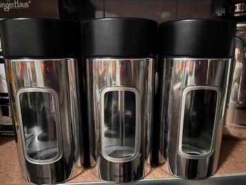 Brabantia voorraadpotten zwart rvs beschikbaar voor biedingen