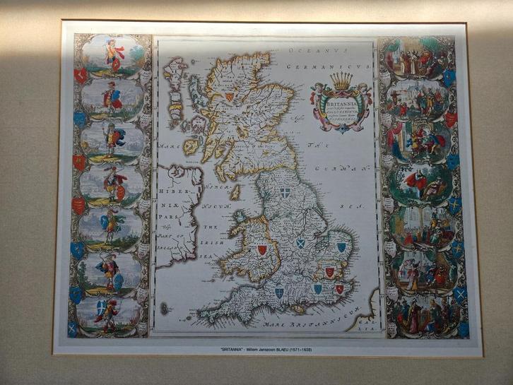 6x Historische landkaart reproduktie 57x50 cm., Huis en Inrichting, Woonaccessoires | Schilderijen, Tekeningen en Foto's, Gebruikt